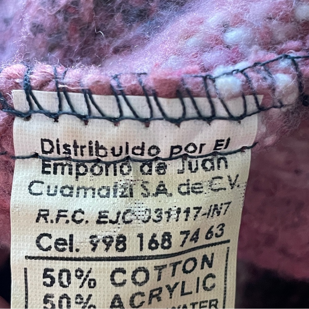 Boho Blanket Poncho Womens Medium Pink Mexico Pullover‎ Hoodie Grunge Surfer Top - Picture 3 of 10